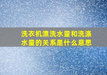 洗衣机漂洗水量和洗涤水量的关系是什么意思