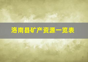 洛南县矿产资源一览表