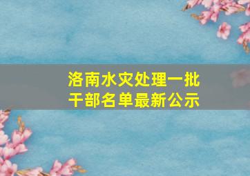 洛南水灾处理一批干部名单最新公示