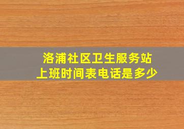 洛浦社区卫生服务站上班时间表电话是多少