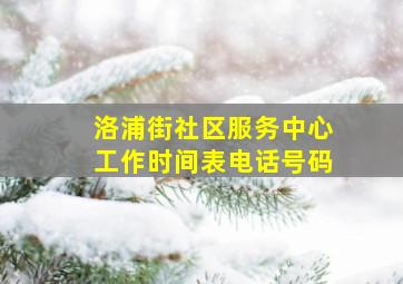 洛浦街社区服务中心工作时间表电话号码