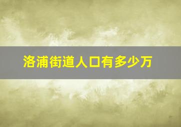 洛浦街道人口有多少万