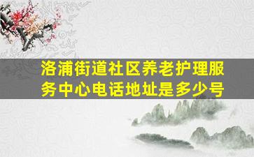 洛浦街道社区养老护理服务中心电话地址是多少号