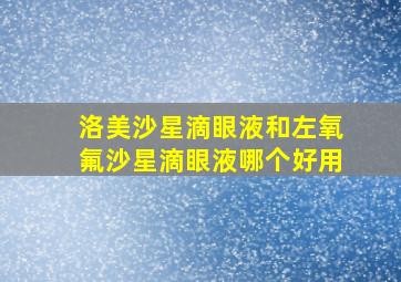 洛美沙星滴眼液和左氧氟沙星滴眼液哪个好用