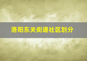 洛阳东关街道社区划分