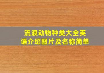 流浪动物种类大全英语介绍图片及名称简单