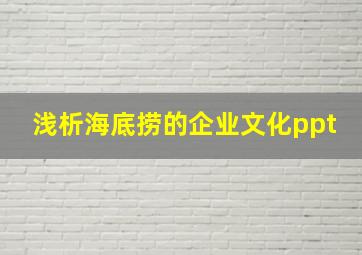 浅析海底捞的企业文化ppt