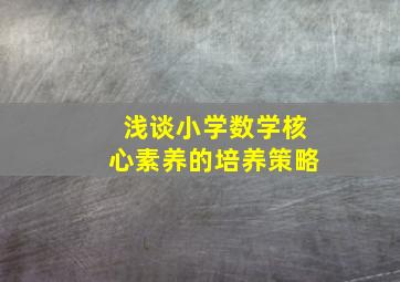 浅谈小学数学核心素养的培养策略