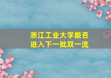 浙江工业大学能否进入下一批双一流