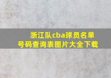 浙江队cba球员名单号码查询表图片大全下载