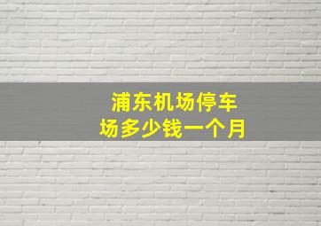 浦东机场停车场多少钱一个月