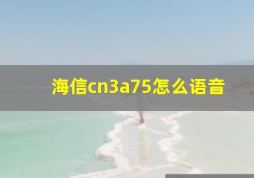 海信cn3a75怎么语音