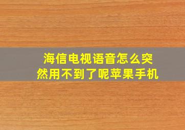 海信电视语音怎么突然用不到了呢苹果手机