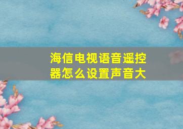 海信电视语音遥控器怎么设置声音大