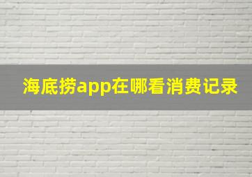 海底捞app在哪看消费记录