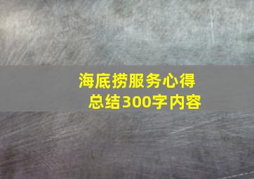 海底捞服务心得总结300字内容