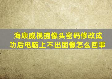 海康威视摄像头密码修改成功后电脑上不出图像怎么回事