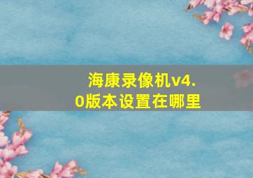 海康录像机v4.0版本设置在哪里