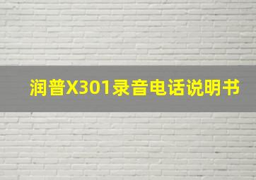 润普X301录音电话说明书