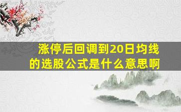 涨停后回调到20日均线的选股公式是什么意思啊