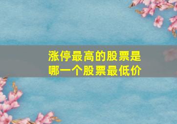 涨停最高的股票是哪一个股票最低价