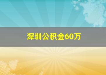 深圳公积金60万