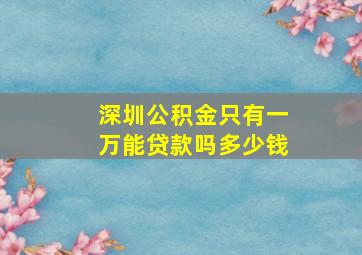 深圳公积金只有一万能贷款吗多少钱