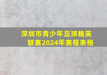 深圳市青少年足球精英联赛2024年赛程表格