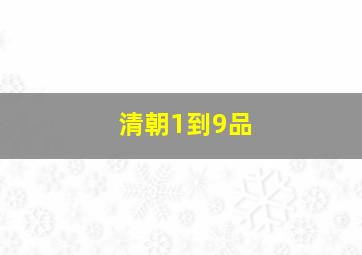 清朝1到9品