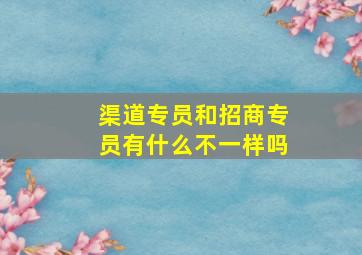 渠道专员和招商专员有什么不一样吗