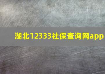 湖北12333社保查询网app