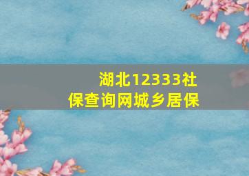 湖北12333社保查询网城乡居保