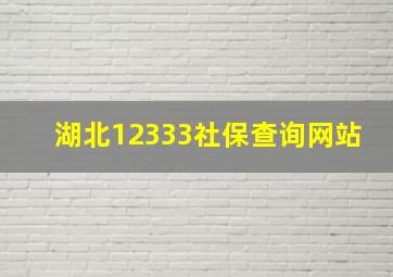 湖北12333社保查询网站