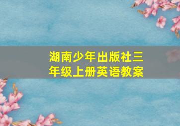 湖南少年出版社三年级上册英语教案