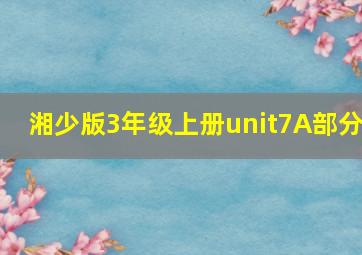 湘少版3年级上册unit7A部分