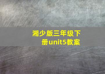 湘少版三年级下册unit5教案