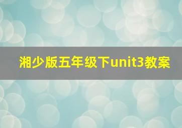 湘少版五年级下unit3教案