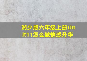 湘少版六年级上册Unit11怎么做情感升华