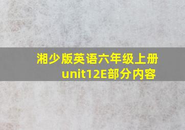 湘少版英语六年级上册unit12E部分内容