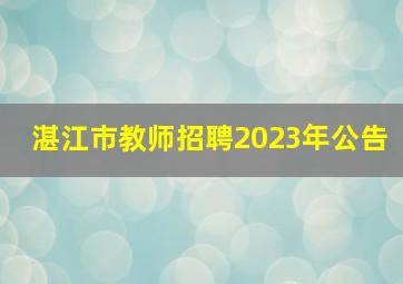 湛江市教师招聘2023年公告