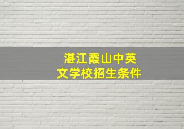 湛江霞山中英文学校招生条件