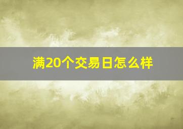 满20个交易日怎么样