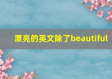 漂亮的英文除了beautiful