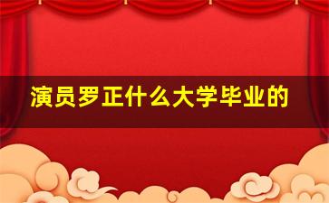 演员罗正什么大学毕业的