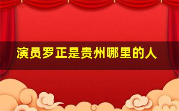 演员罗正是贵州哪里的人