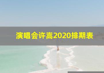 演唱会许嵩2020排期表