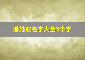 潘姓取名字大全3个字