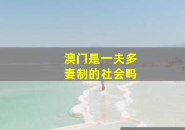 澳门是一夫多妻制的社会吗