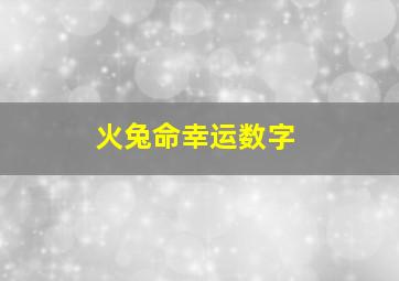 火兔命幸运数字