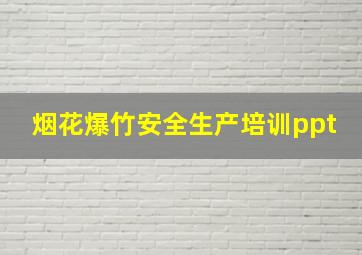 烟花爆竹安全生产培训ppt